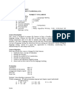 Subject Syllabus of Language Testing