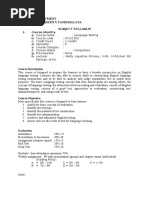 Subject Syllabus of Language Testing