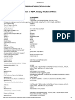 Passport Application Form Government of INDIA, Ministry of External Affairs