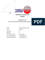 Mechanics OF Materials Laboratory CEMB121: Experiment No. 6 Title: Forces in Plane Truss (Modular Truss Apparatus)