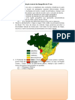 Avaliação Mensal de Geografia Do 4º Ano - AGOSTO