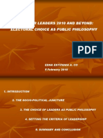 14 A Quest For Leaders 2010 and Beyond Electoral Choice As Public Philosophy - DR Edna EA Co