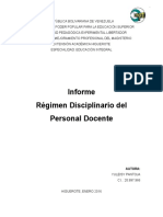 Informe Regimen Disciplinario Personal Docente