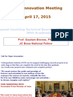 Open Innovation Meeting April 17, 2015: Prof. Gautam Biswas, FNA JC Bose National Fellow