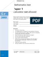 2003 KS3 Maths - Paper 1 - Level 5-7