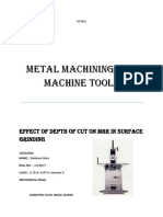 Effect of Depth of Cut On MRR in Surface Grinding