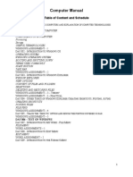 Computer Manual: Table of Content and Schedule