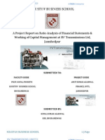 A Project On Ratio Analysis of Financial Statements & Working Capital Management at HVTL, Tata Motors, Jamshedpur