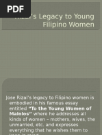 Rizal's Legacy To Young Filipino Women