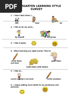 Kindergarten Learning Style Survey