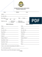 Rockford Rec Emergency Medical Form