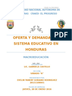 Oferta y Demanda Del Sistema Educativo en Honduras