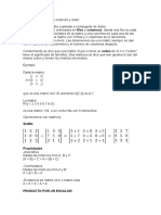 2.4 Transformaciones elementales por renglón. Escalonamiento de una matriz. Rango de una matriz.   TRANSFORMACIONES ELEMENTALES DE RENGLÓN. En sistemas de ecuaciones lineales podemos realizar los siguientes operaciones. 1.   Intercambiar una ecuación por otra 2.   Multiplicar una ecuación por una constante no nula 3.   Sumar dos ecuaciones (o restar) 4.   Multiplicar una ecuación por una constante y el producto sumarlo       a otra   de las ecuaciones. Estas operaciones hechas con las ecuaciones son con el objetivo de formar “Sistemas Equivalentes” al sistema dado que tiene la misma solución que el sistema original y cuya solución sea mas fácil de obtener. Las mismas operaciones hechas a las “Ecuaciones” se pueden realizar en las matrices sobre los “Renglones” siendo conocidas con el nombre de transformaciones elementales de renglón de una matriz y son los siguientes.   TRANSFORMACIONES ELEMENTALES DE RENGLÓN 1.       Intercambio de dos renglones 2.       Multiplicación de todos los el