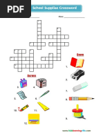 School Supplies Crossword: Name: - Class