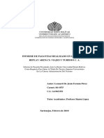 Informe de Pasantias Realizado en La Empresa Replay Arena'S. Viajes Y Turismo C. A