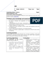 Lesson Plan Electricity and Ohms Law