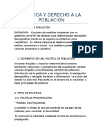 Politica y Derecho A La Población