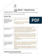 Skill Review Sheet - Questioning: Graduate Standards - AITSL