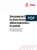 Documento: Oferta Del PSOE A Partidos Izquierda