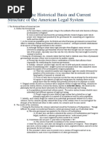 Chapter 1 The Historical Basis and Current Structure of The American Legal System Notes