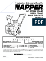 L.E. Single Stage Small Frame Snow Thrower Series 0: Safety Instructions & Operator's Manual For