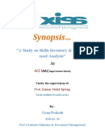 Synopsis : "A Study On Skills Inventory & Training Need Analysis"