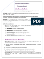 Organizational Behavior Revision Sheet