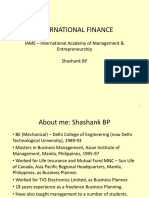 International Finance: IAME - International Academy of Management & Entrepreneurship Shashank BP