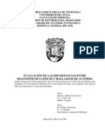 Evaluacion de Las Discrepancias Entre Diagnosticos Clinicos y Hallazgos de Autopsia