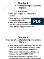 Organization and Functioning of Securities Markets: Questions To Be Answered