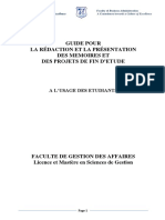 GUIDE POUR LA RÉDACTION ET LA PRÉSENTATION DES MEMOIRES DU MASTERE - VERSION FINALE BA + Mastere