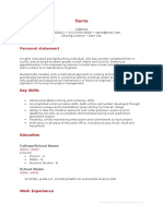 School Leaver CV Template