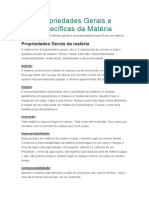 Propriedades Gerais e Específicas Da Matéria