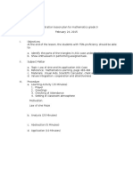 Demonstration Lesson Plan For Mathematics Grade 9