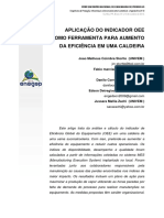 Aplicação Do Indicador OEE Como Ferramenta para Aumento Da Eficiência em Uma Caldeira