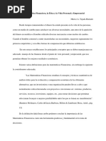 La Matemática Financiera, La Ética y La Vida Personal y Empresarial