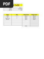 Random Café: Item Qty Unit Price Total Price