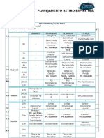 Planejamento Programação Retiro Espiritual 2016