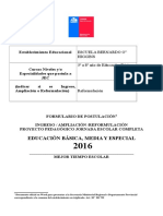 Formulario de Reformulaciòn Jec 2016 - Bernardo o Higgins Viernes Tarde