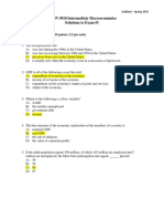 ECON 3010 Intermediate Macroeconomics Solutions To Exam #1: Multiple Choice Questions. (25 Points 2.5 Pts Each)