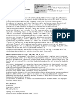 Math Grade 6 - Fractions Percents Ratios Unit Plan - 2016