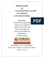 Project Work ON "Right To Information Act, 2005" in Course of Law For Engineers