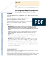 Abnormal MoCA and Normal Range MMSE Scores in Parkinson D Without Dementia