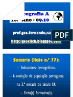 Apresentação - Evolução Da População Portuguesa Na 2. Metade Do Séc. XX (10.º)