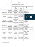 Name - Date - Elementary Behavior Rubric 4 3 2 1