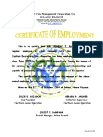 Certificate of Employment :jeremy