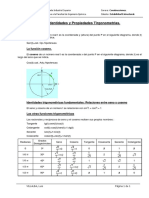 Tabla de Identidades Trigonometricas