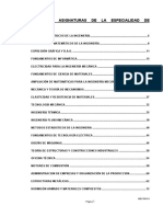 Indice de Asignaturas de Ingenieria Mecanica