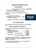 The Need For Economic Analysis For Projects: NCR All Cash in - All Cash Out