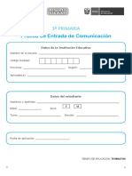 PRUEBA DE ENTRADA COMUNICACIÓN 3er Grado PDF